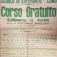 Scuola di esperanto, Como: corso gratuito libero a tutti